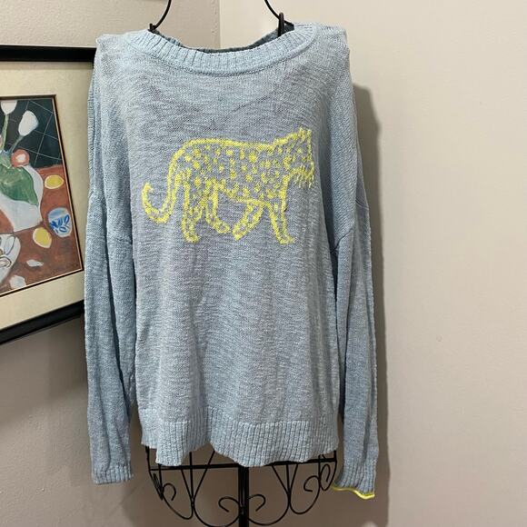 Lou & Grey Sweaters - LOU & GREY Leopard Pullover Sweater SIZE LARGE Crew Neck Lightweight Knit